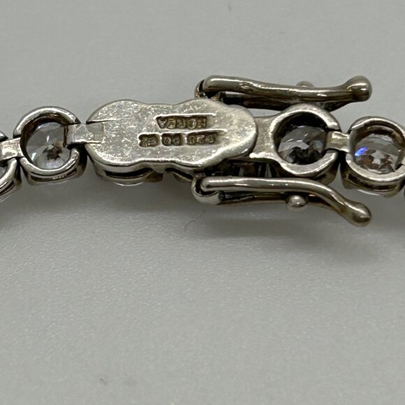 Sterling Silver Tennis Bracelet Diamonique Cubic Zirconia  7.75 Inches - Picture 7 of 13